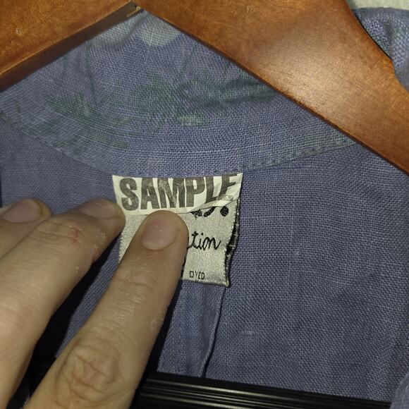 Vintage CC Collection Shirt Womens Small Blue Linen Beach Collared Coastal Warm - Picture 8 of 14